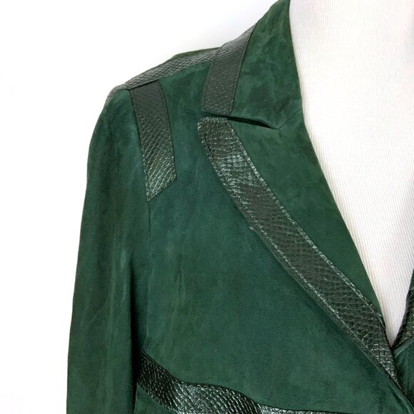 New Worth Genuine Suede Leather Dark Green Jacket Size 14 - Picture 10 of 16